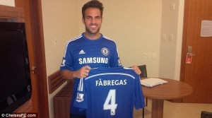 Blue: Cesc Fabregas has signed for Chelsea from Barcelona on a five-year deal