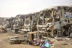 * Scene of bomb blasts in Nyanya, Abuja