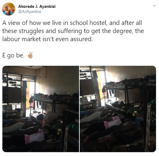 Student shocks Twitter users as he shows the state of his school hostel and how students sleep 