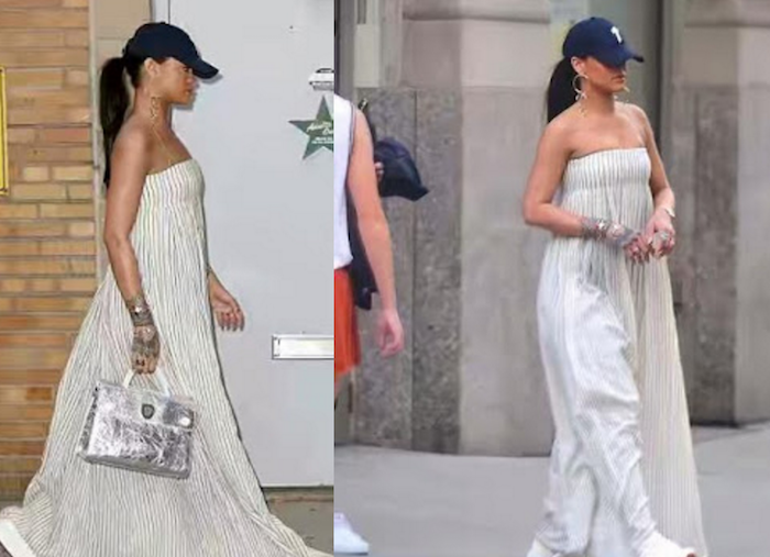Rihanna lovely in a flowing dress for NYC photoshoot theinfong.com 700x507