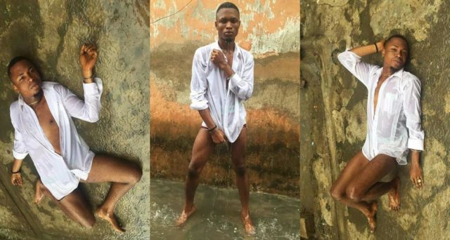 Nigerian man channels his inner Beyonce as he strikes suggestive poses on wet floor