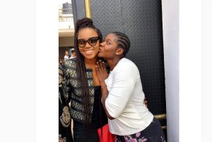 Check out this cute photo of Mercy Johnson and Yvonne Nelson on set