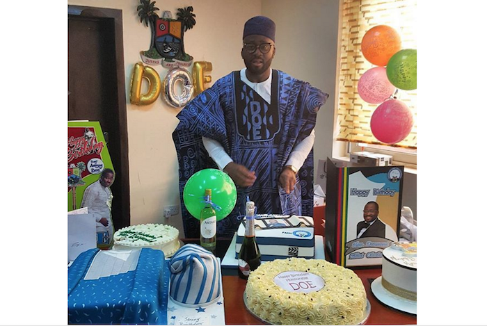Staff surprise Desmond Elliot as he turns 42 yrs old today (See Photos) theinfong.com 700x469