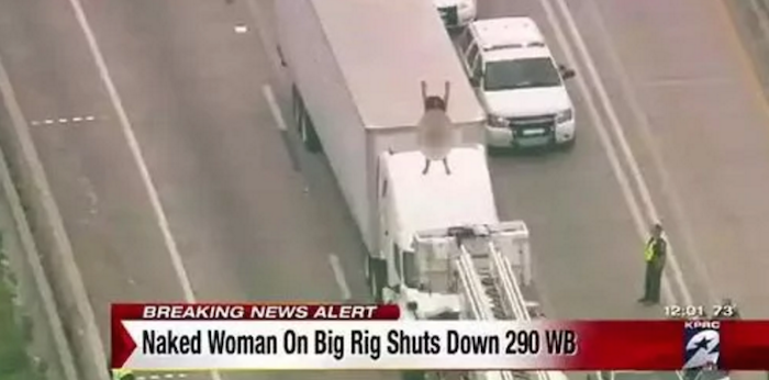 Woman strips naked to dance on highway, causes major traffic (See Photos) theinfong.com 700x346
