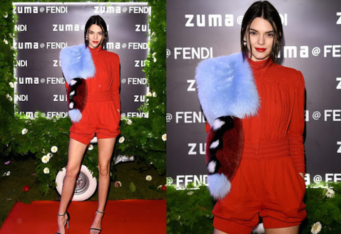 Kendall Jenner steps out in red playsuit with her Mom Kris for Fendi event in Rome theinfong.com 700x481