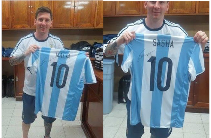 Lionel Messi sends signed Argentina jersey's for Barack Obama’s daughters Sasha and Malia theinfong.com 700x458