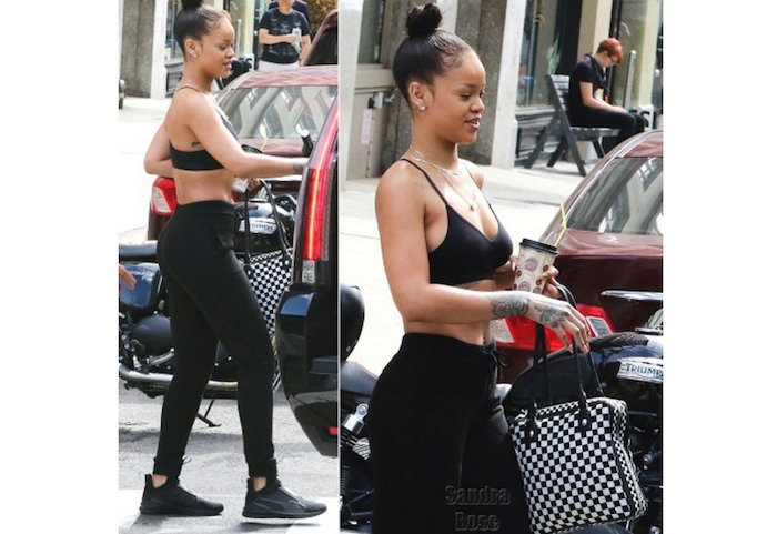 Rihanna flashes her flat tummy while leaving her apartment in NYC theinfong.com 700x481