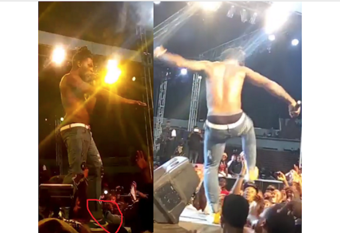 angry-burna-boy-attacks-fan-who-untied-and-almost-took-one-of-his-shoes-while-performing-at-phynos-concert-theinfong-com-700x479