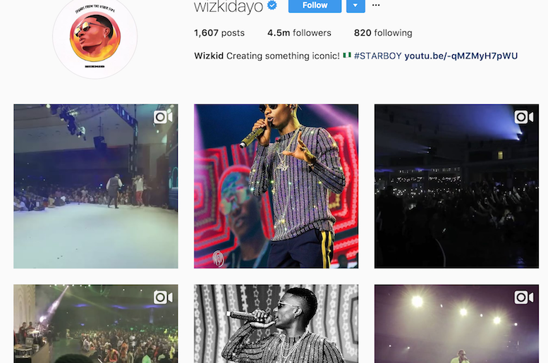 Wizkid's Instagram Page - theinfo.ng