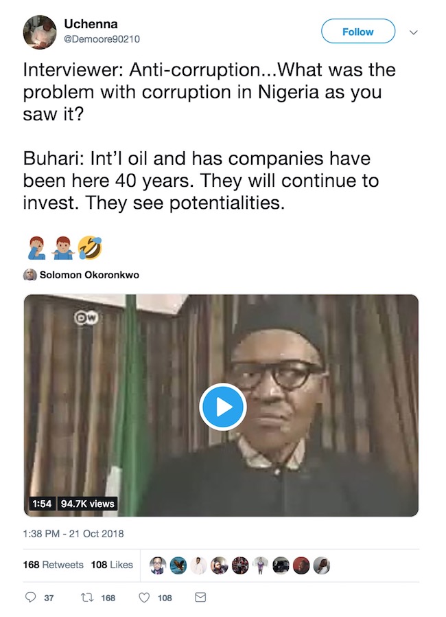 Video posted online has gotten Twitter users angry at Buhari