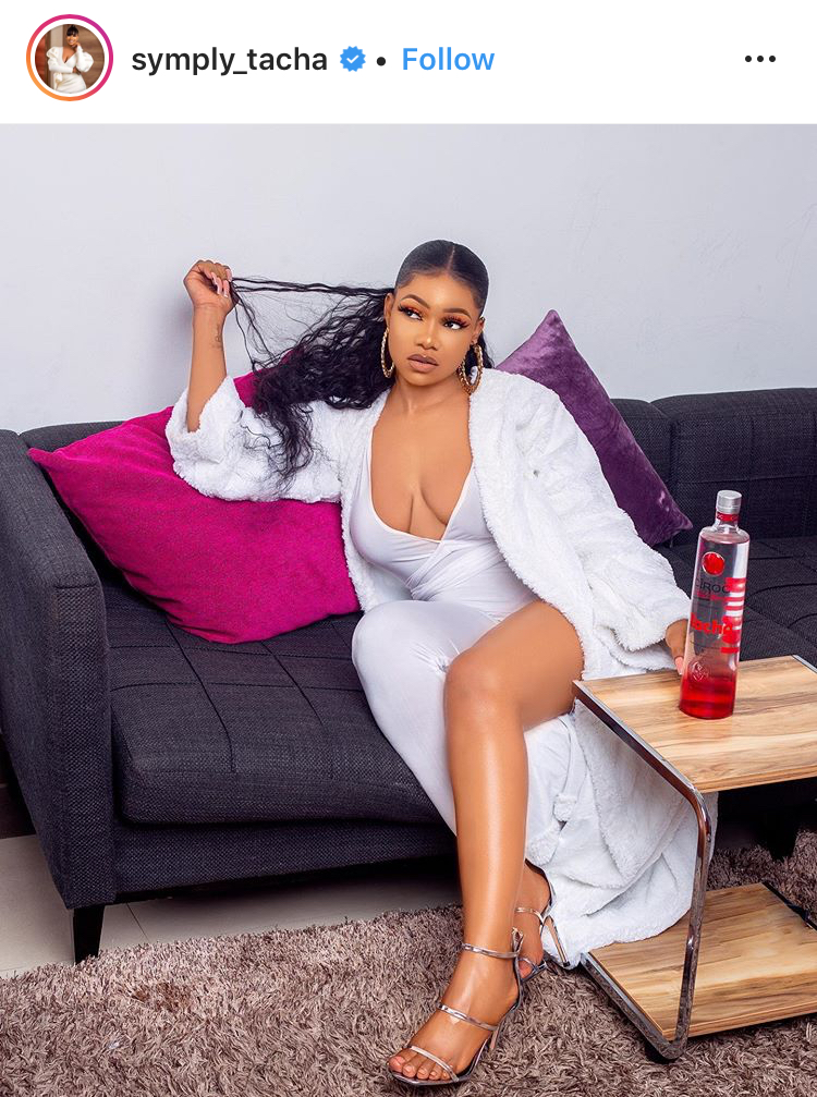 Tacha eliminates tattoo of Davido’s face from her chest in new Ciroc photoshoot