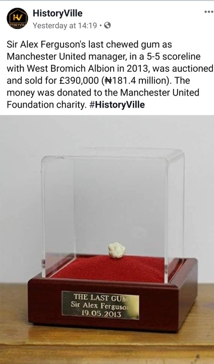 Sir Alex Ferguson's last chewed gum as manager reportedly sold for 181 Million Naira
