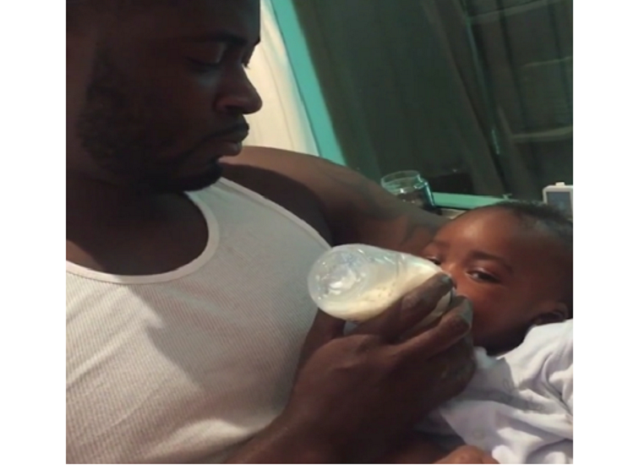 Tiwa Savage's husband 'Teebillz' feeding their son Jamil