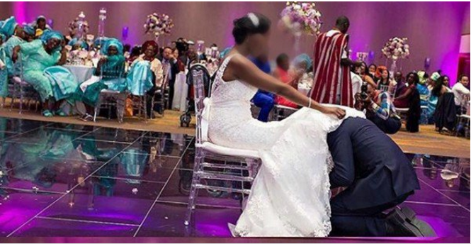 Man gives his wife head publicly on their wedding day