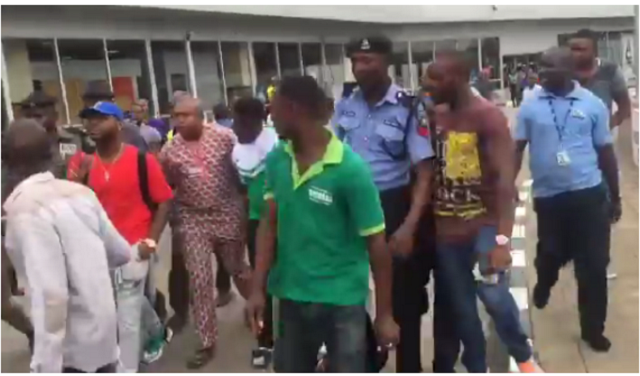 How Davido was mobbed by fans at Lagos Airport