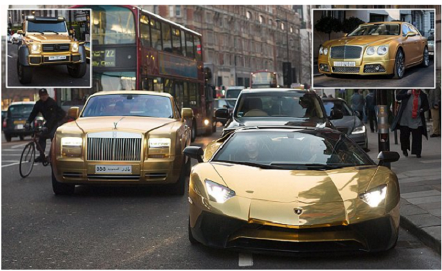 Saudi Arabian billionaire flies £1m fleet of gold cars