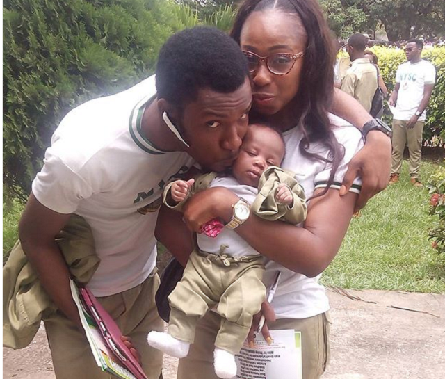 Cute NYSC couple with their corper baby