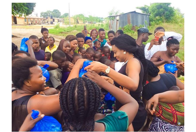 Chika Ike visits children of Nigerian soldiers