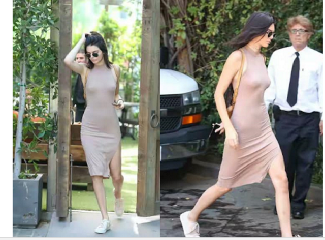 Kendall Jenner ditches her dress to show off her perky breast