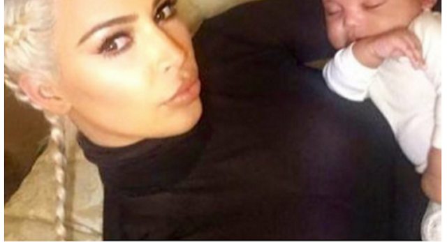 Kim K shows off new hair with her kids