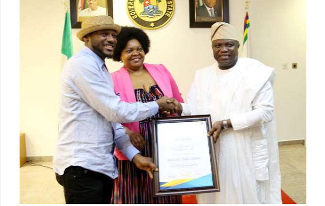 2baba gets honored by Lagos state governor