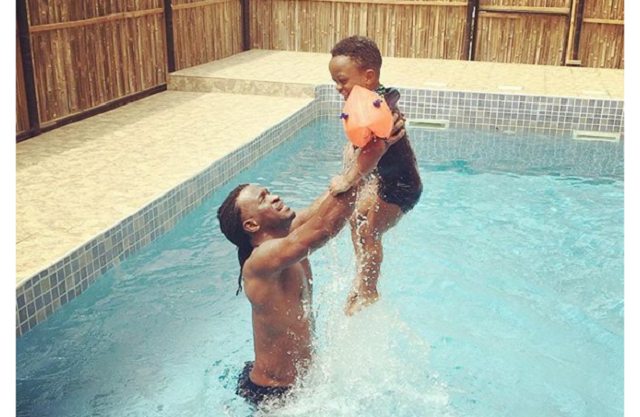 Paul Okoye enjoys pool session with his son See Photos