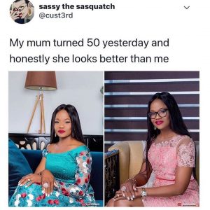 50-year-old Nigerian mum & her daughter cause confusion with their identical photos