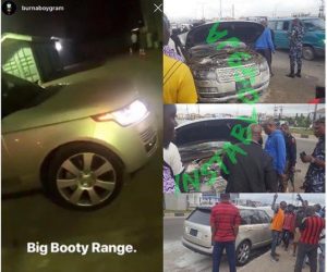Burna Boy's Range Rover Autobiography gutted by fire in Lagos