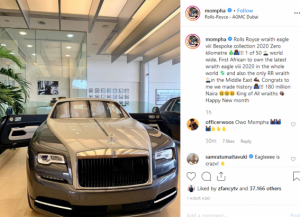 Mompha is 1st African to own N180million Rolls Royce Wraith Eagle