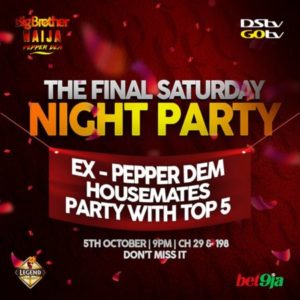 Evicted housemates party LIVE with top 5 finalists