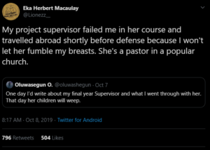 'How a female lecturer failed me in her course because I didn't let her touch my boobs' - Nigerian lady