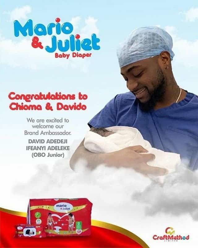 Davido’s newborn son models for Mario & Juliet as brand Ambassador, hours after birth