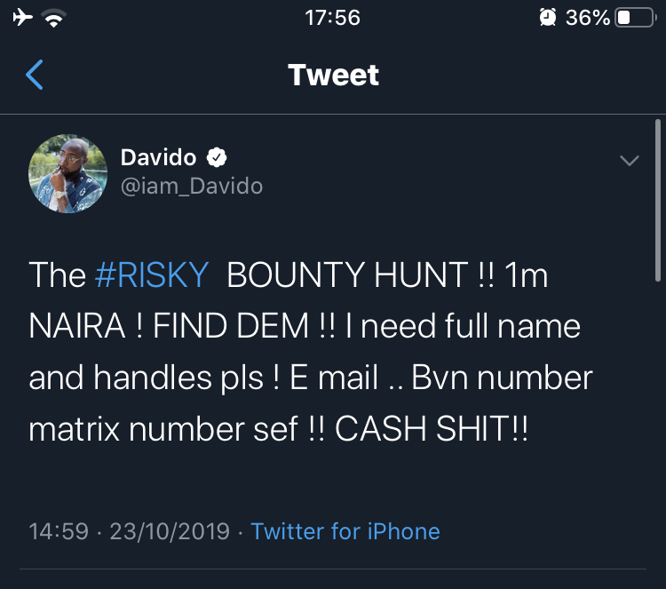 DAVIDO looks for 2 sisters