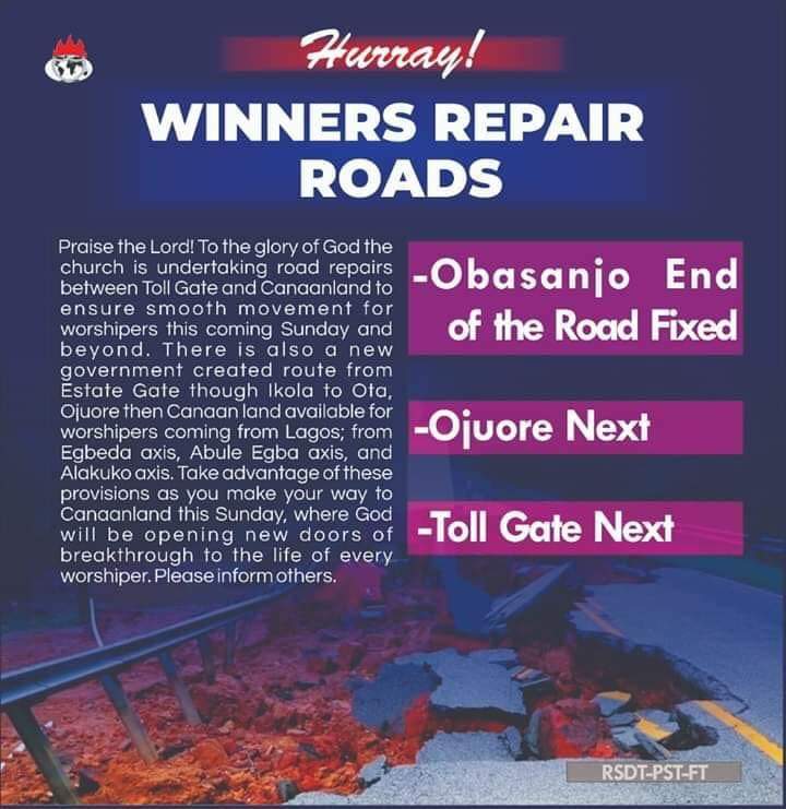 Bishop Oyedepo approves N650 million to repair roads (Photos)