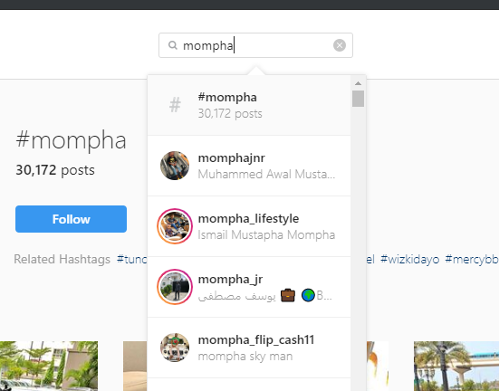 Embattled Mompha’s Instagram account has been deactivated (Screenshot)