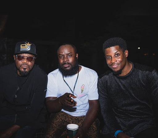 Bbnaija’s Seyi Awolowo poses with Wizkid and Tiwa Savage at an event
