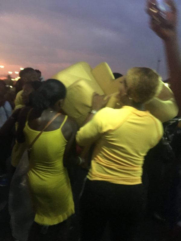 Tacha’s fans storm airport to welcome her with her ‘Yellow Chair’ (Photos)