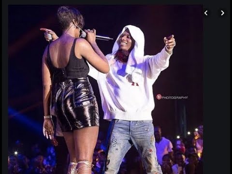 Tiwa Savage clearly unhappy as Wizkid grabs her from behind on stage - See her body language (Video)