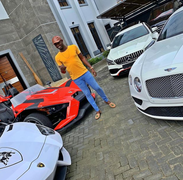 Nigerian celebrities react as Nigerian Billionaire, Jowi Zazaa steps out in his N115m Lamborghini (Photos)