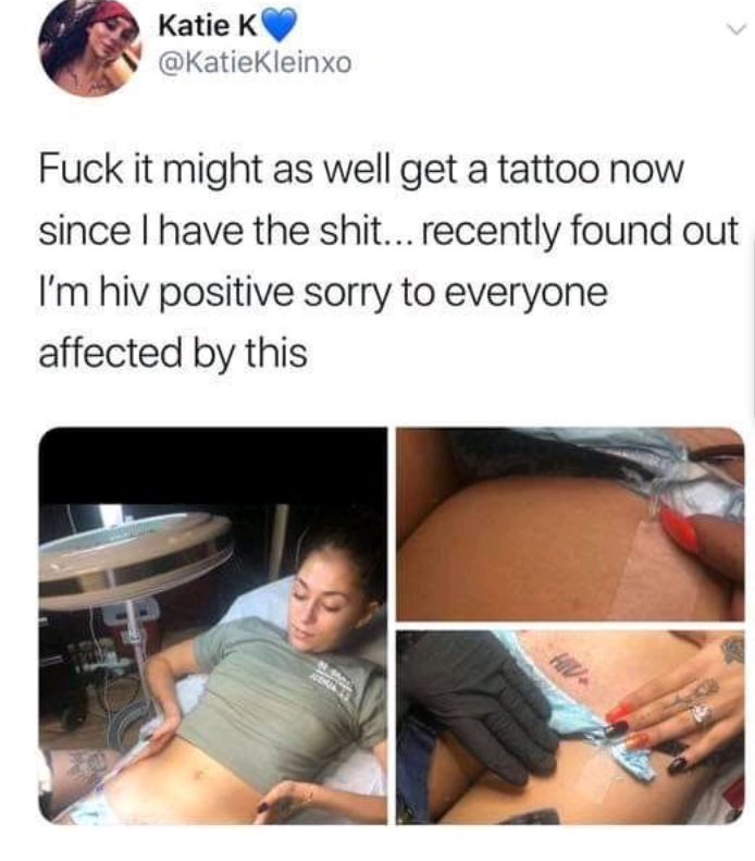 Woman Tattoos The Letters HIV On Her Thing After Realising She Now Has The Virus Apologises To Everyone Affected (PICS)