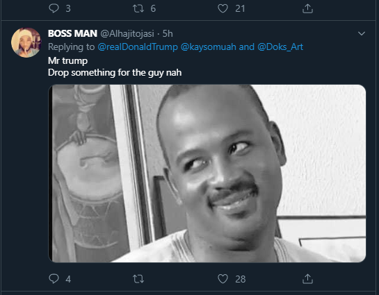 Invite him to The White House - Nigerians react after Trump reacted to twitter artist drawings