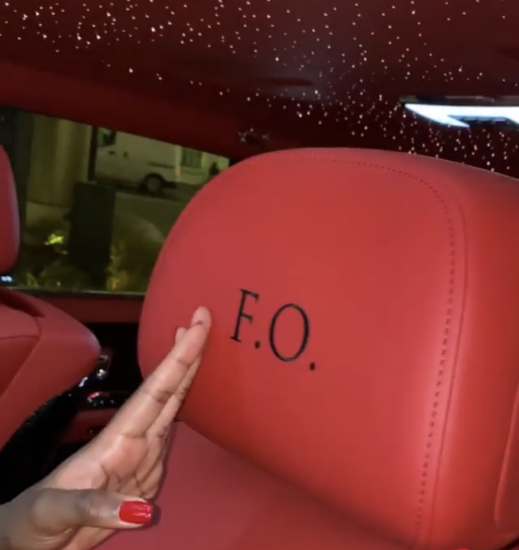 See the interior of Femi Otedola's N200 Rolls Royce Phantom 2020 - "F.O" customized on steering and seats (Video)