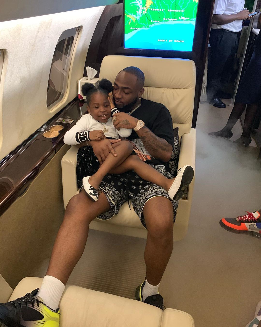 Davido flies his baby mama, Sophie Momodu to Ghana with her daughter, Imade (photos)
