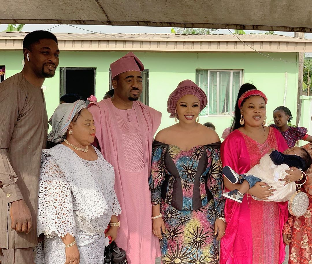 Nollywood stars turn up for Yoruba actress Wumi Toriola  as she dedicates her baby in church (Photos/Video)