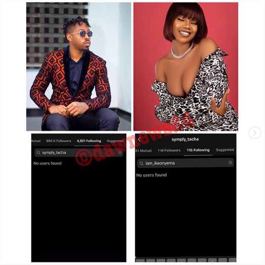 Ike unfollows Tacha on Instagram for teaming up with his ex-girlfriend, Gigy (Photo)