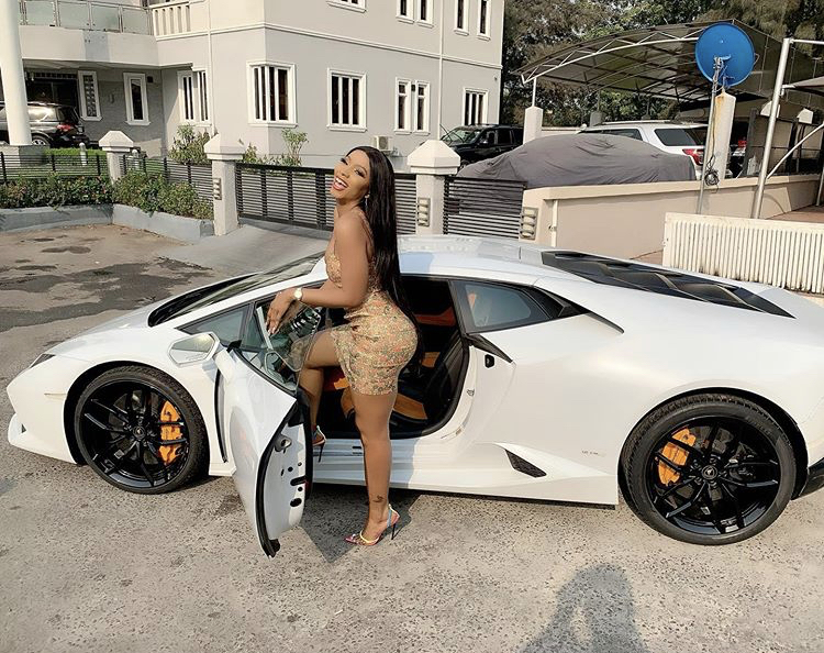 Mercy Lambo in a lambo - Mercy Eke brags as she cruises in a Lamborghini