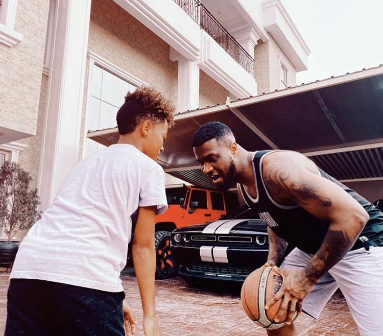 Mr P and his son Cameron play basketball in his beautiful mansion (Photos)