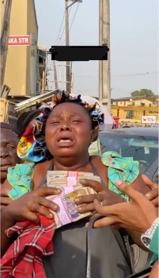 Days after being pranked, plantain seller gets cash gift of 500K from content creator (Video)