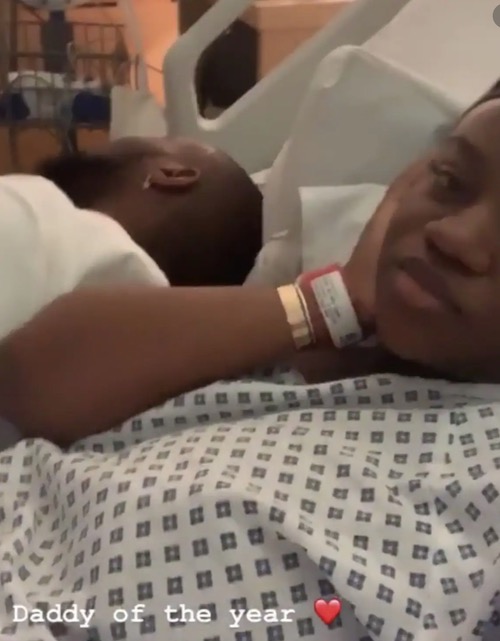 Davido in hospital with Chioma after birth of son