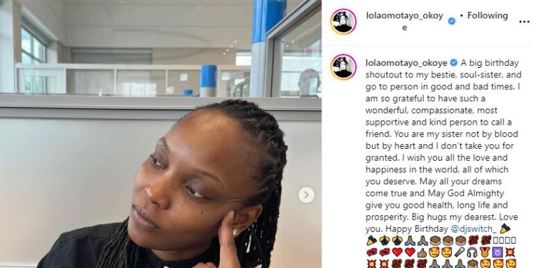 Lola Omotayo eulogizes DJ Switch on her birthday